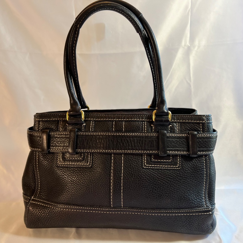 Coach Hamptons Black Pebbled Leather Horsebit Satchel Style 10212 - Picture 6 of 15